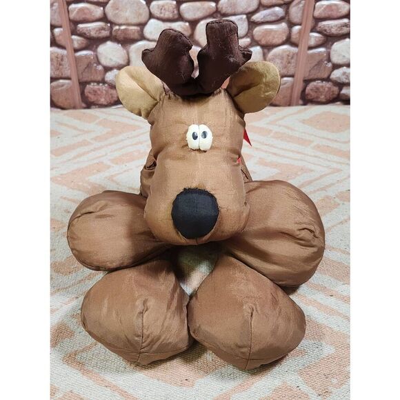 Vintage Hallmark Rodney The Reindeer Christmas Bean Bag Plush NYLON PUFFY 12" #A - Picture 1 of 8
